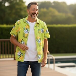 Lime Busch Light Casual Button Down Shirt for Men (A234)